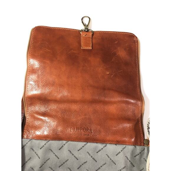 Pampora On The Rise Leather Backpack Honey Brown Zip Clasp Travel Casual Italy